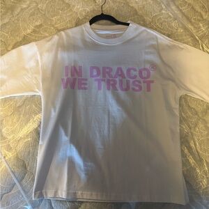 White short Sleeve Tee, in Draco we trust